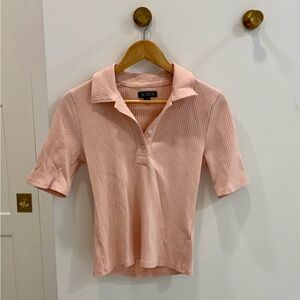 J. Crew Pink Ribbed Polo Tee